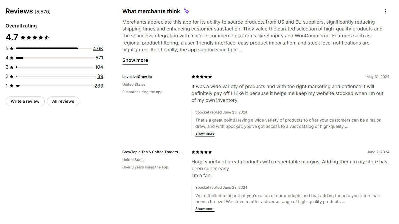 Spocket reviews